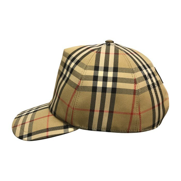 BURBERRY LONDON バーバリー ベースボールキャップ メンズ コットン チェック柄 ロゴパッチ ボタン ベージュ XLサイズ 8026929 中古 T1