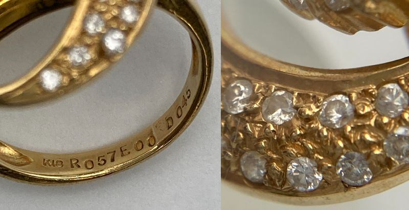 K18 ダイヤ0.45ct ルビー0.57ct スイングリング 10号 中古 D4