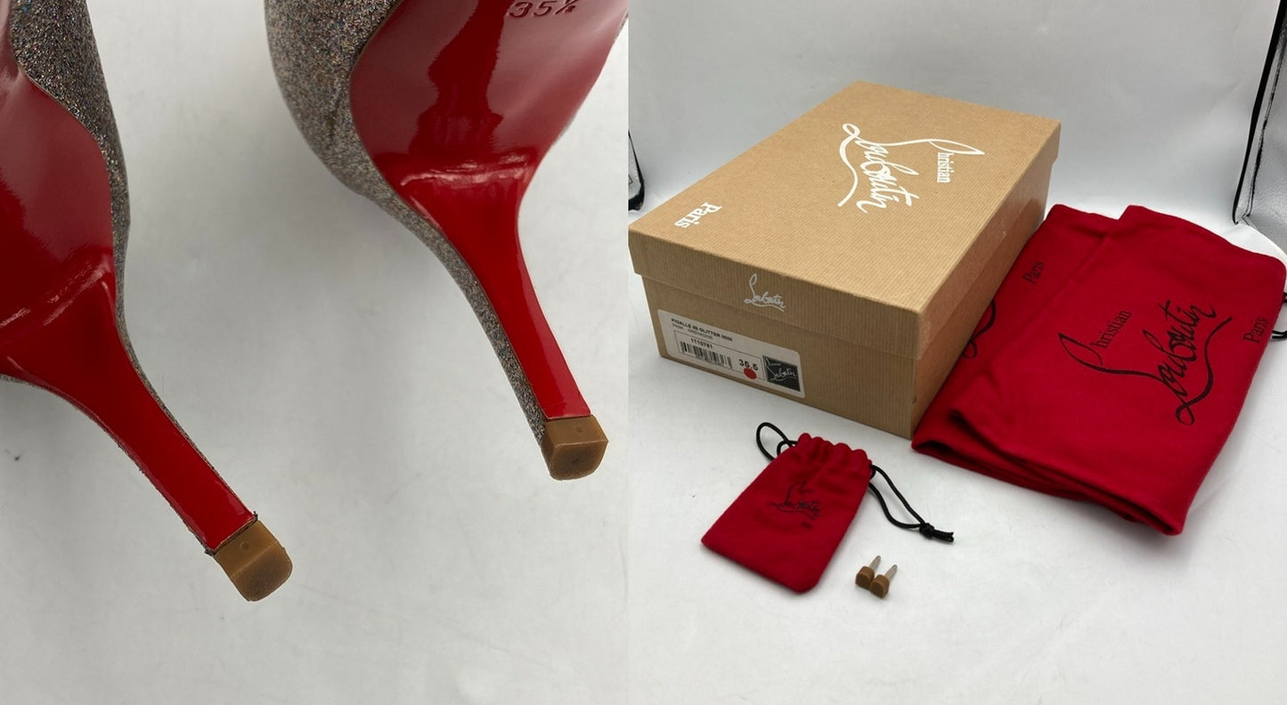 Christian Louboutin クリスチャンルブタン ピガール 85 グリッター ミニ パンプス サイズ35.5 レディース 中古 D4