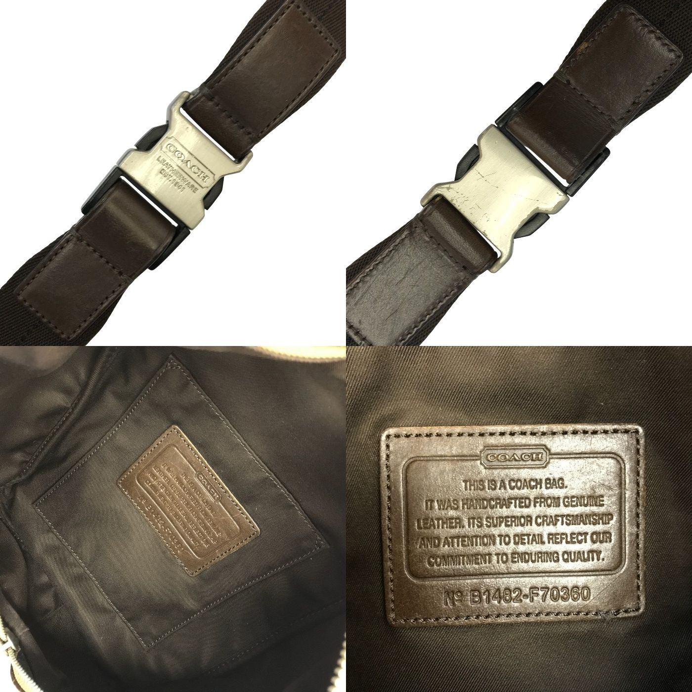 COACH コーチ トンプソン ボディバッグ メンズ レザー ショルダー スリング ベージュ F70360 中古 T1