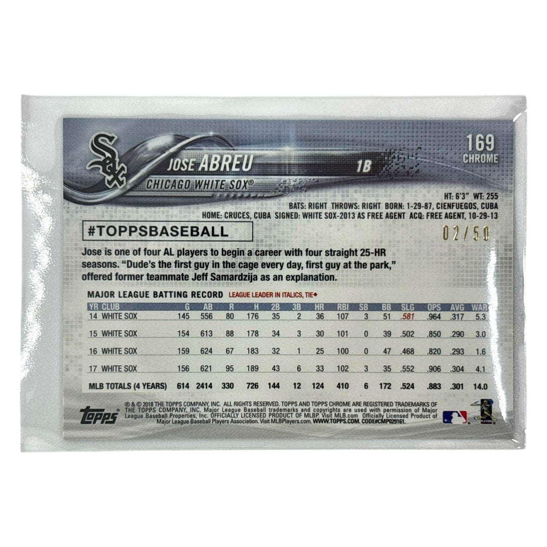 TOPPS MLBカード CHROME JOSE ABREU CHICAGO WHITE SOX 02/50 #169 中古 IT1