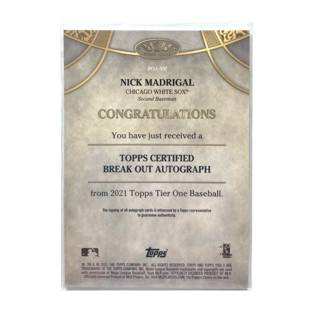 TOPPS MLBカード TIER 1 NICK MADRIGAL CHICAGO WHITE SOX /200 #BOA-NM 中古 IT2