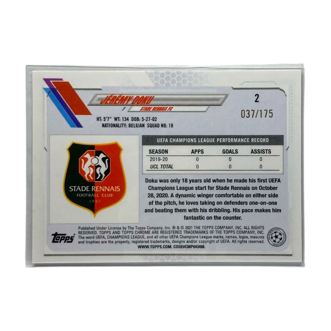 TOPPS サッカーカード CHROME JEREMY DOKU STADE RENNAIS /175 #2 中古 IT2