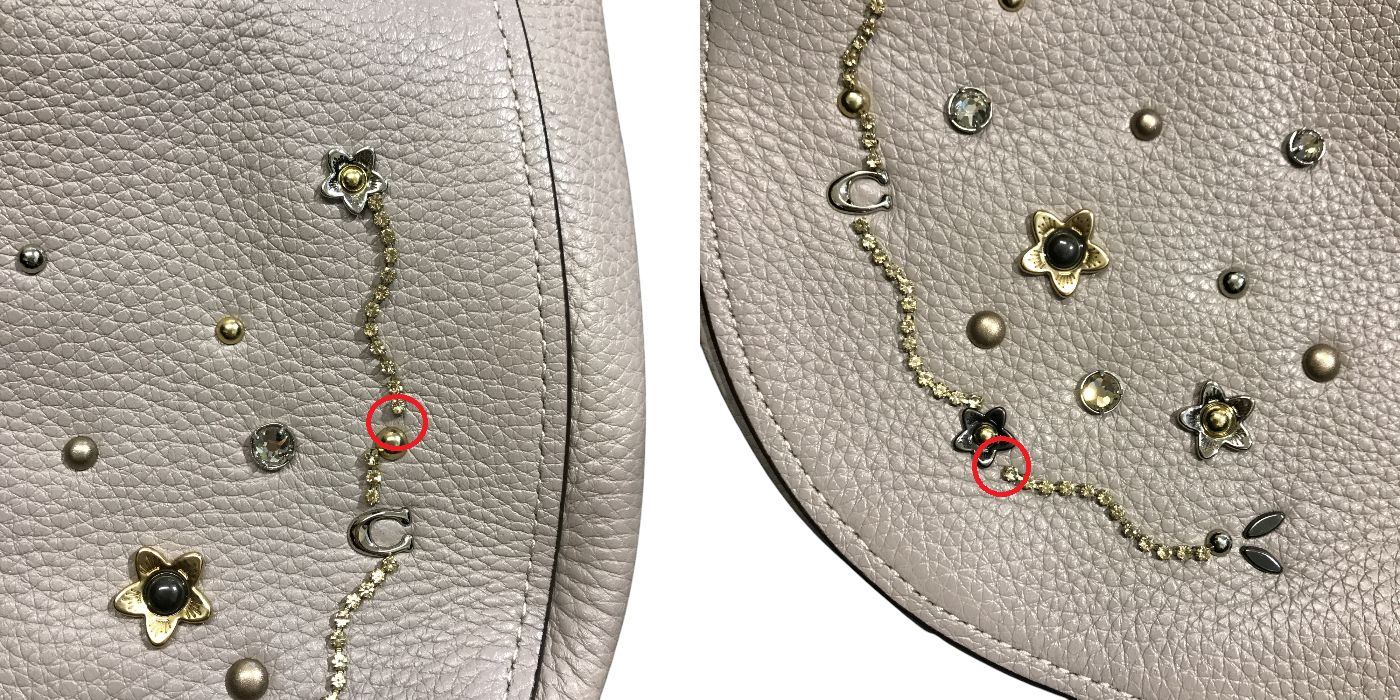 COACH ショルダーバッグ レザー F49127 コーチ 鞄 2WAY ブランド レディース ラインストーン ビジュー 中古 W1