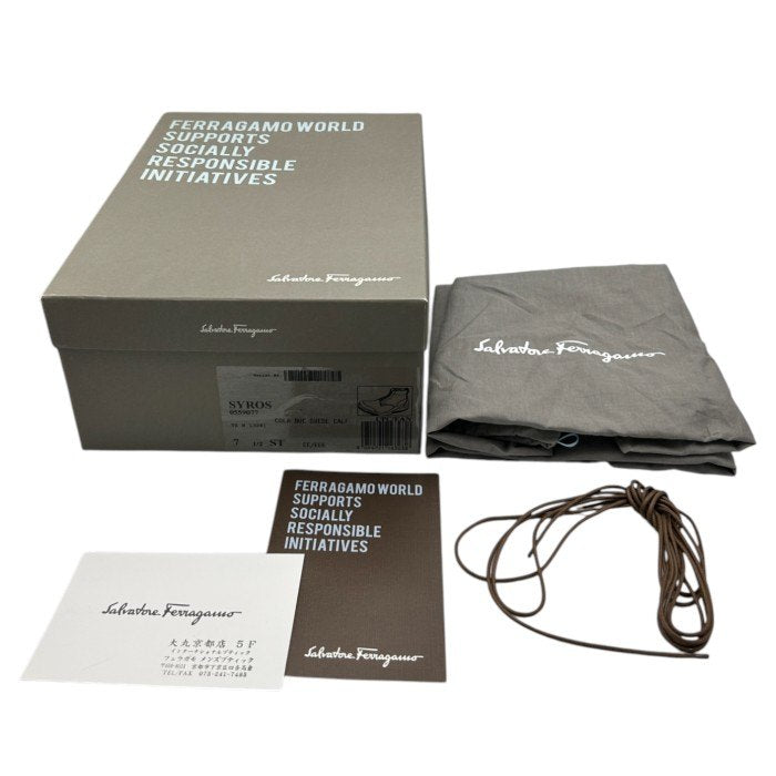 Salvatore Ferragamo サルヴァトーレ フェラガモ スエード ハイカット スニーカー 7.5(約25.5cm) 靴 シューズ メンズ ブラウン 中古 W4