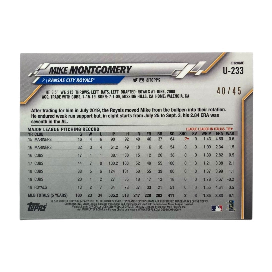 TOPPS MLBカード CHROME MIKE MONTGOMERY KANSAS CITY ROYALS /45 #U-233 中古 IT2