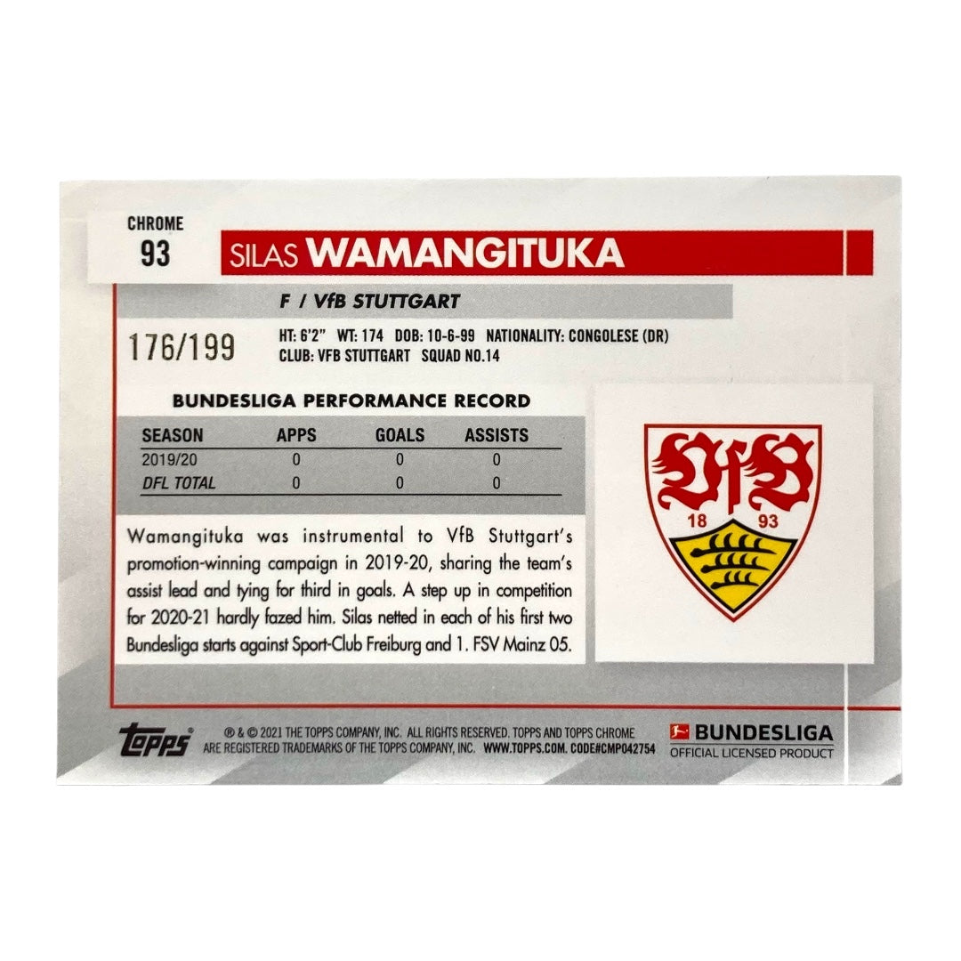 TOPPS サッカーカード CHROME SILAS WAMANGITUKA STUTTGART 176/199 #93 中古 IT2