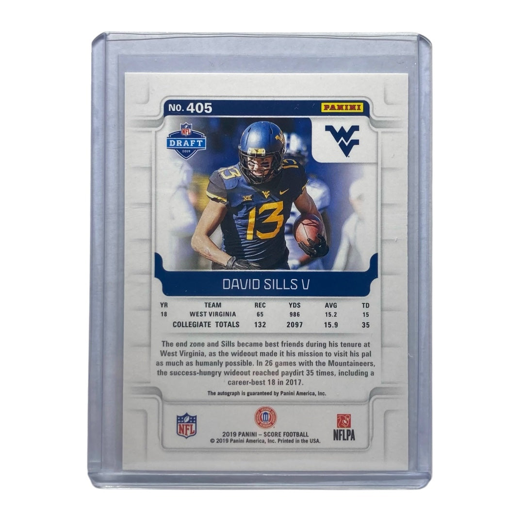 PANINI NFLカード SCORE DAVID SILLS V WEST VIRGINIA UNIVERSITY #405 中古 IT2