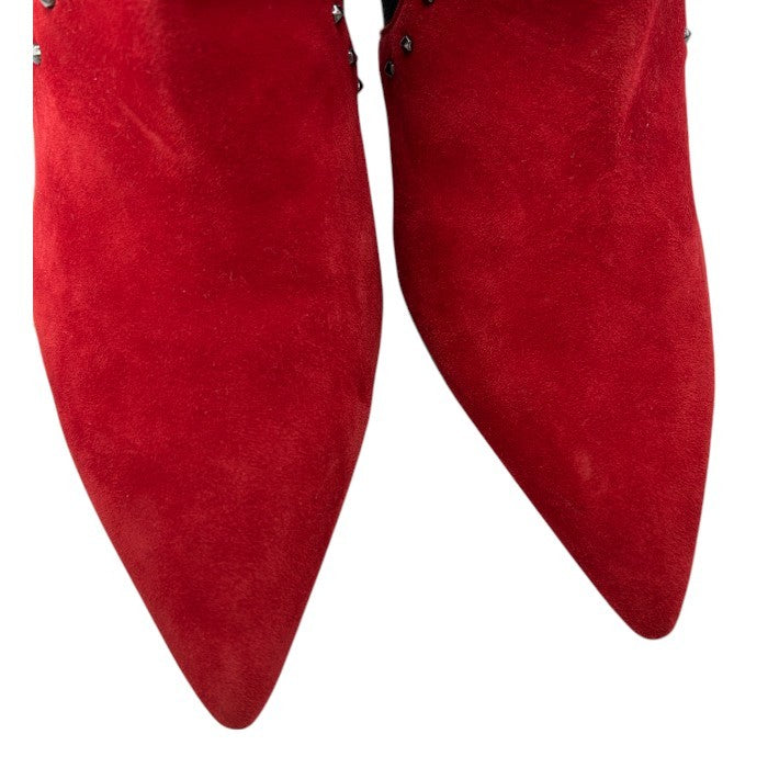 ZARA WOMAN ザラ ウーマン スタッズ スエード ショート ブーツ レッド 36 (約23.5cm) サイドゴア 靴 シューズ 秋 冬 レディース 中古 W4