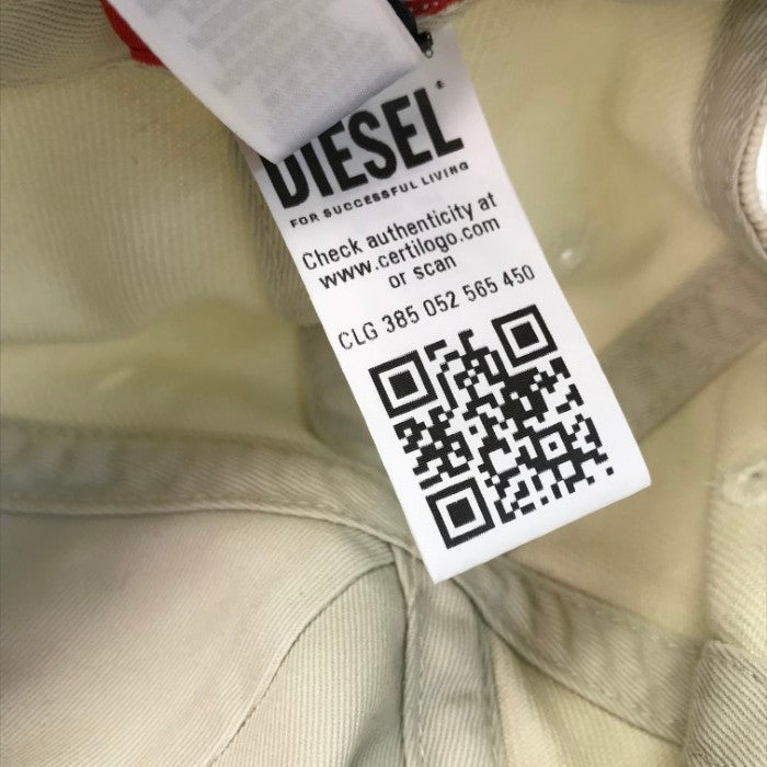 DIESEL ディーゼル CORRY-DIV-WASH キャップ ユニセックス コットン 帽子 ロゴ ホワイト サイズ2 A11356 中古 T1
