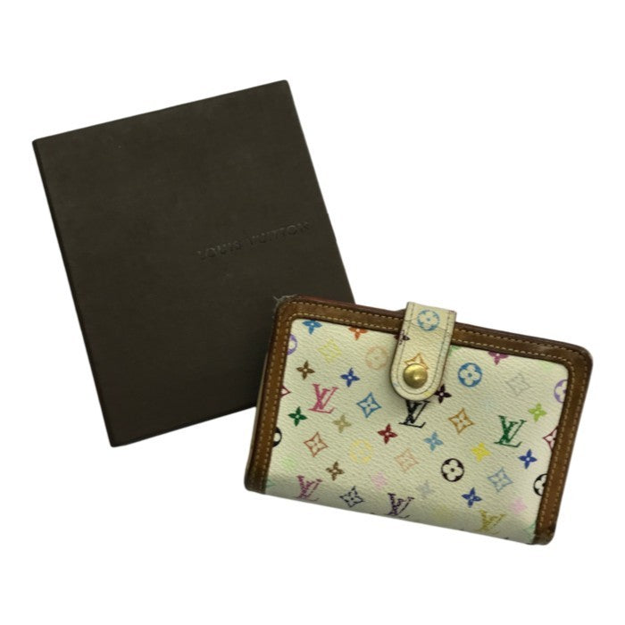 LOUIS VUITTON ルイヴィトン マルチカラー ポルトフォイユ ヴィエノワ 財布 レディース 2つ折り がま口 ホワイト M92987 中古 T1