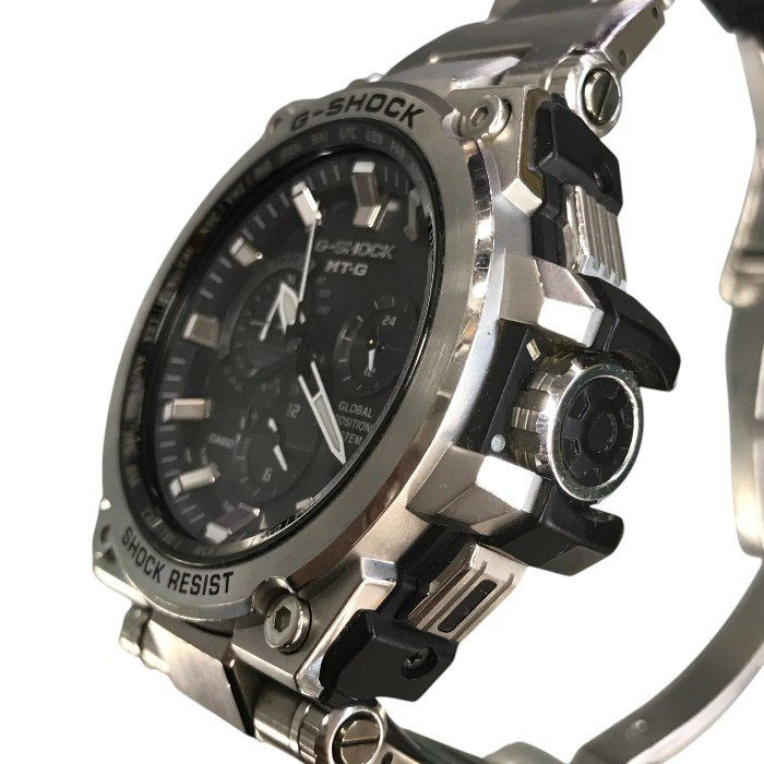 CASIO G-SHOCK MTG 腕時計 メンズ GPS ハイブリッド電波ソーラー タフソーラー アナログ シルバー/ブラック MTG-G1000D-1AJF 中古 T1