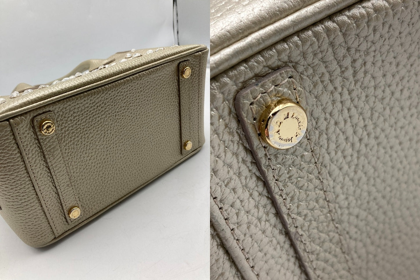 A.D.M.J. エーディーエムジェイ ビジュー付き レザー ハンドバッグ 中古 D4