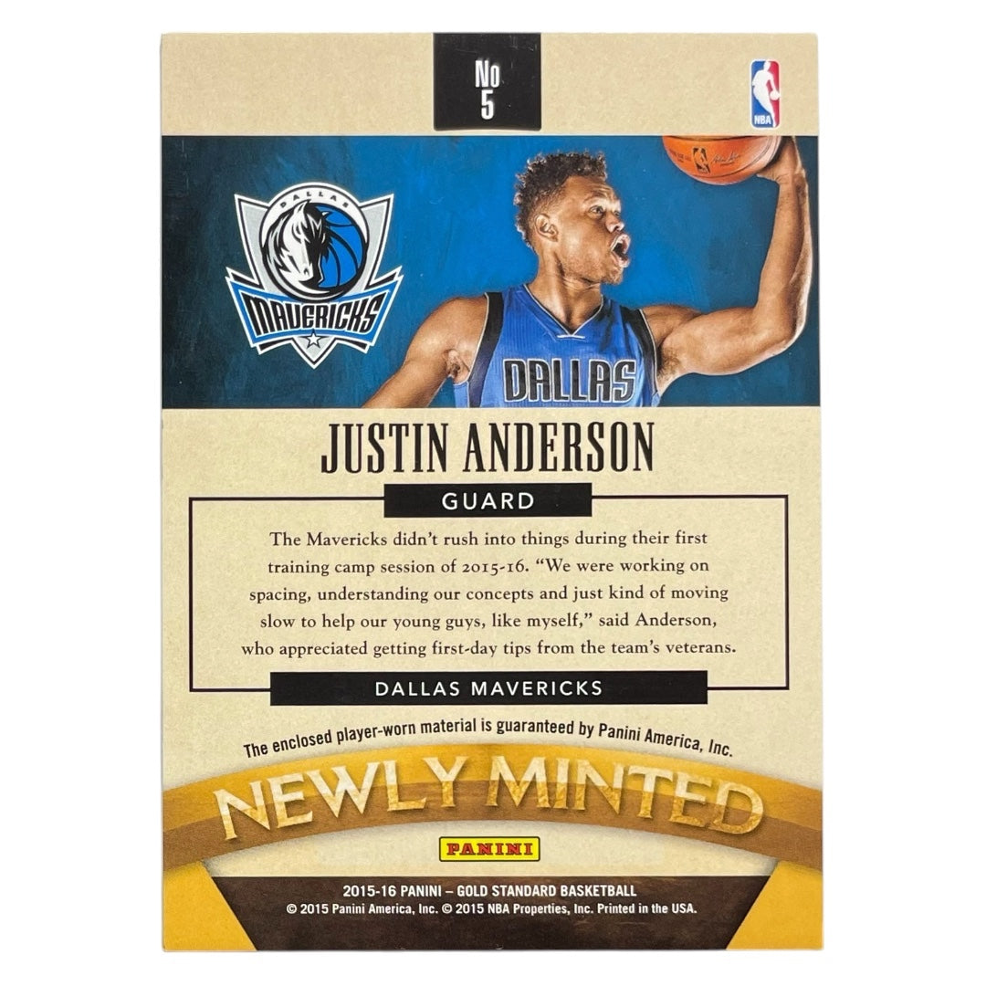 PANINI NBAカード GOLD STANDARD JUSTIN ANDERSON MAVERICKS /15 #5 中古 IT2