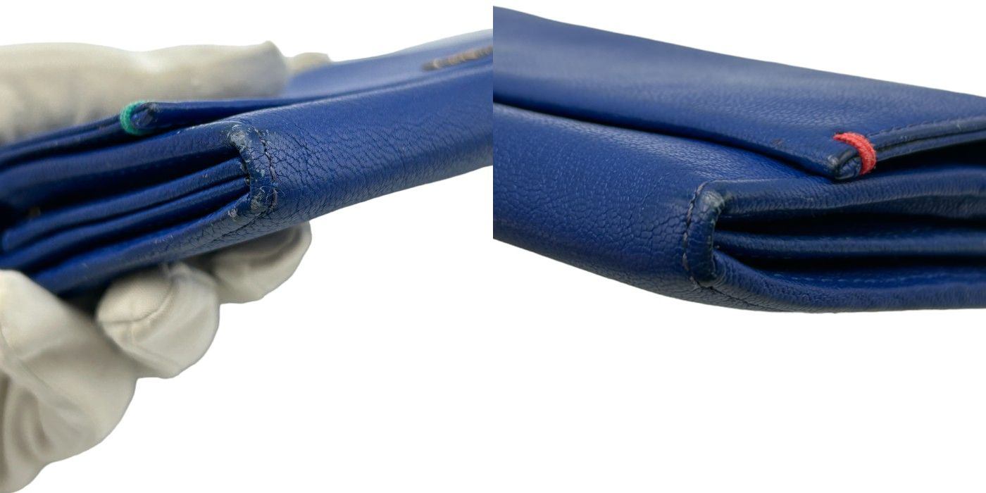 Paul Smith ポールスミス ゴートスキン ハイライトステッチ 長財布 山羊革 レディース カード入れ 札入れ 小銭入れ ブルー 中古 W4