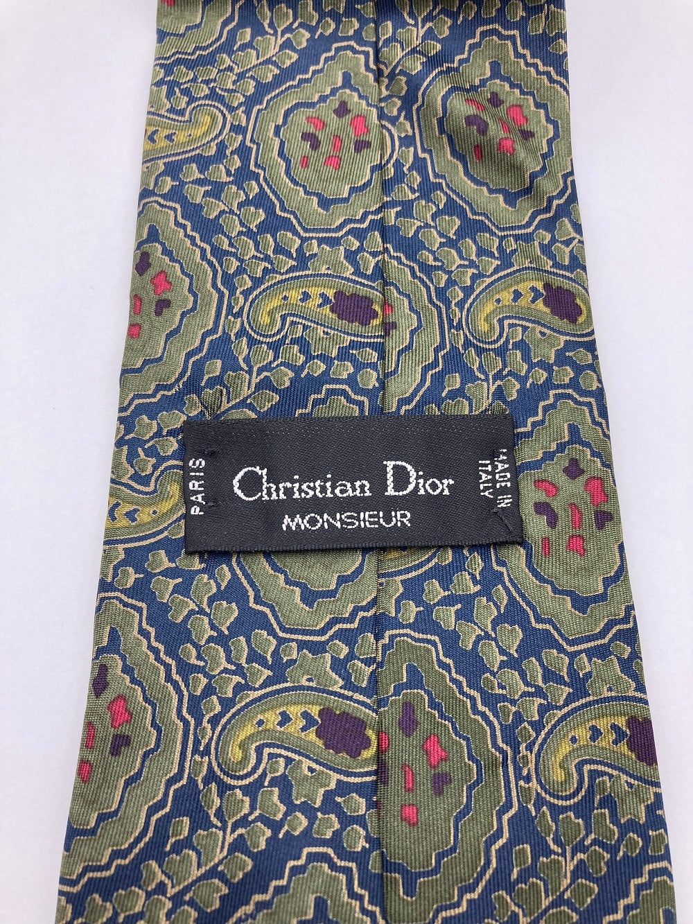 Christian Dior MONSIEUR クリスチャンディオール ムッシュ ペイズリー柄 ネクタイ シルク100% 中古 D4