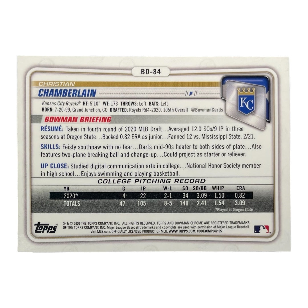 TOPPS MLBカード BOWMAN CHROME 1ST CHRISTIAN CHAMBERLAIN KANSAS CITY ROYALS #BD-84 中古 IT2