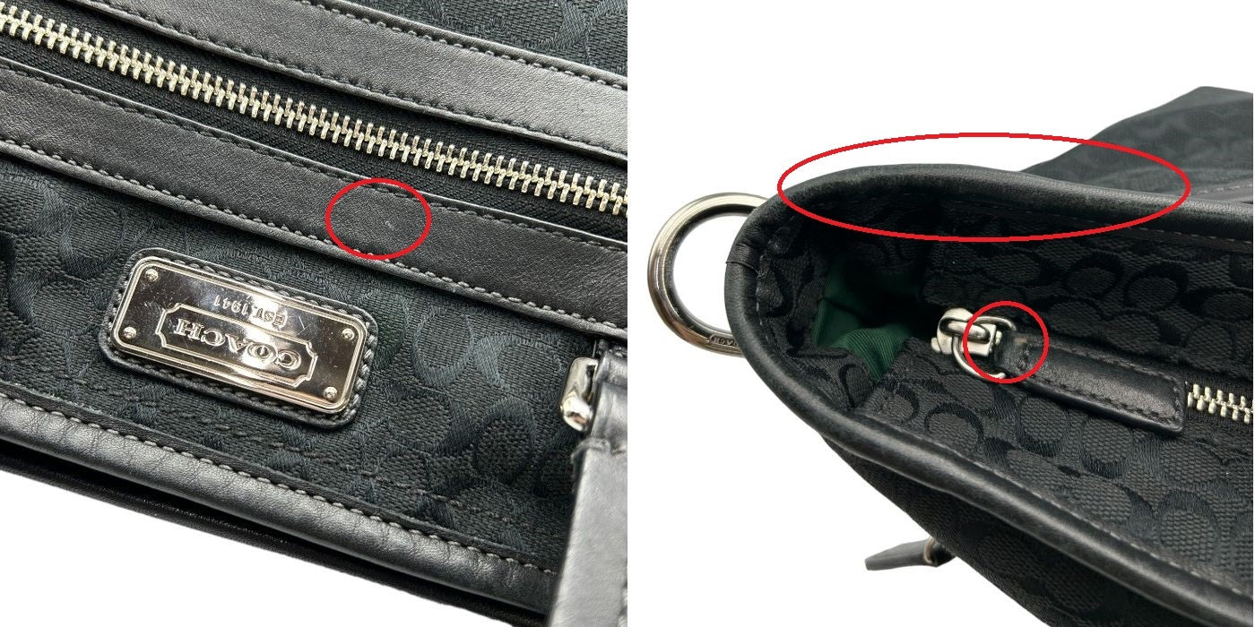 COACH コーチ ミニシグネチャー 2WAY トートバッグ F70291 メンズ ショルダーバッグ キャンバス ブラック 中古 W4
