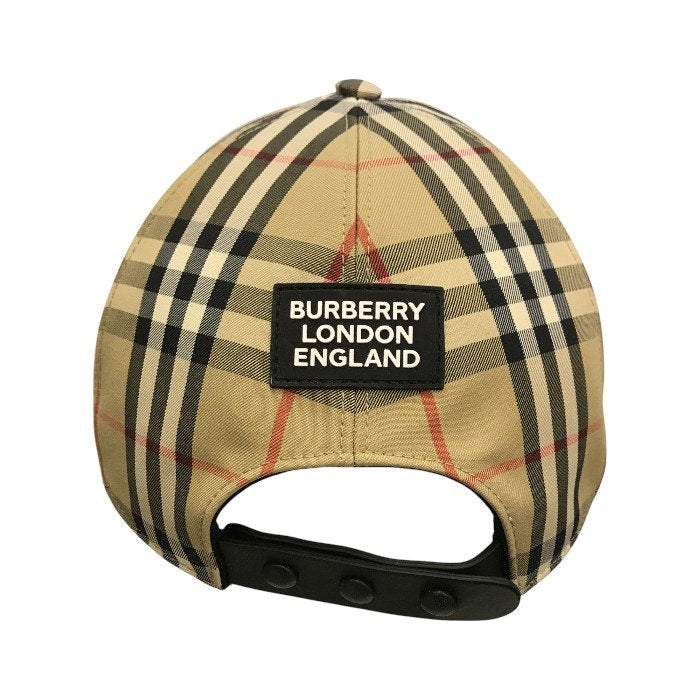 BURBERRY LONDON バーバリー ベースボールキャップ メンズ コットン チェック柄 ロゴパッチ ボタン ベージュ XLサイズ 8026929 中古 T1