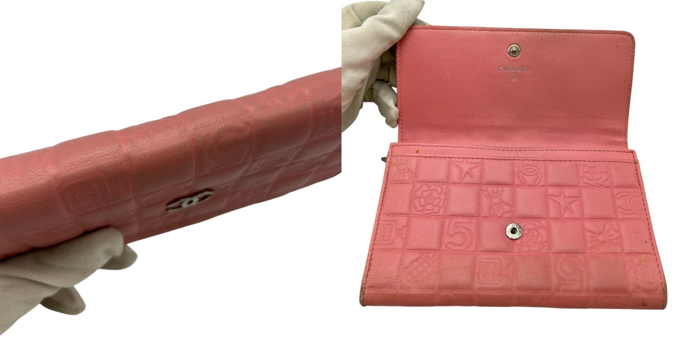 CHANEL シャネル アイコンライン 財布 ピンク レザー 本革 レディース かわいい ブランド 中古 W4