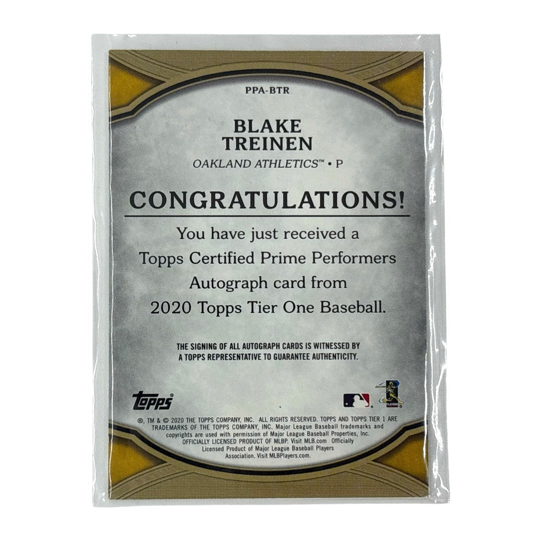 TOPPS MLBカード TIER ONE BLAKE TREINEN OAKLAND ATHLETICS 202/299 #PPA-BTR 中古 IT1