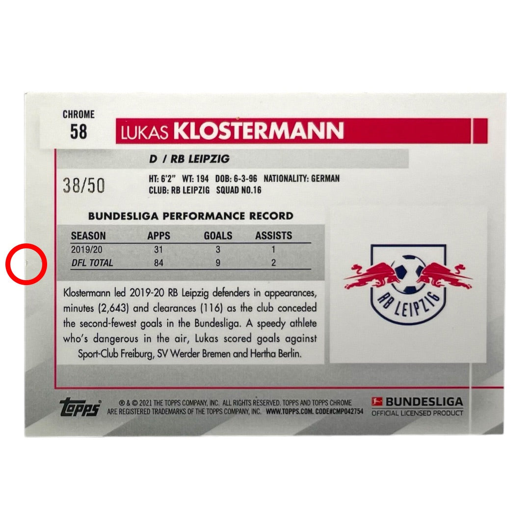 TOPPS サッカーカード CHROME LUKAS KLOSTERMANN LEIPZIG /50 #58 中古 IT2