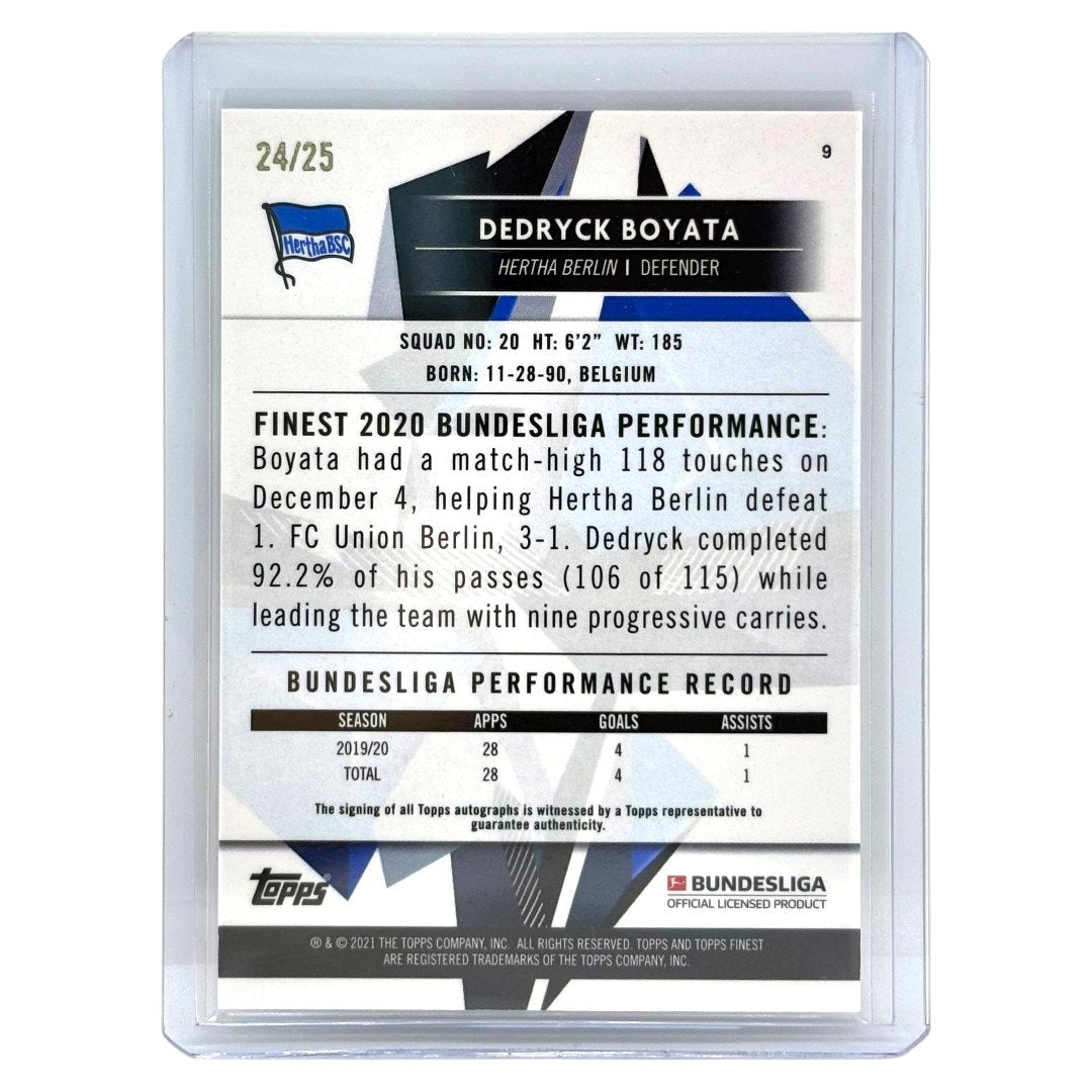 TOPPS サッカーカード FINEST DEDRYCK BOYATA HERTHA BERLIN /25 #9 中古 IT1