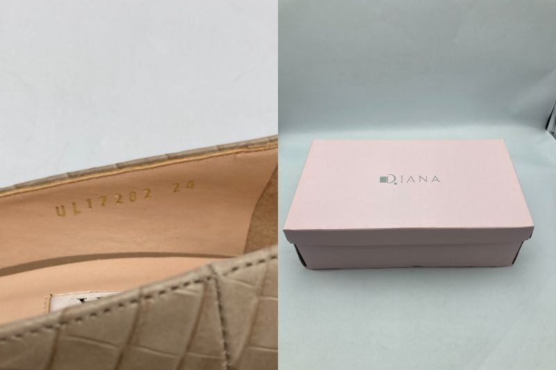 DIANA ダイアナ 型押しクロコ ポインテッドトゥ パンプス サイズ24cm 中古 D4