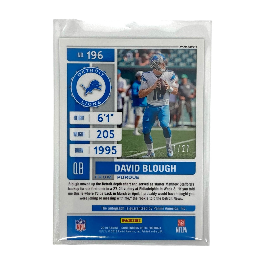 PANINI NFLカード CONTENDERS OPTIC PRIZM DAVID BLOUGH DETROIT LIONS 27/27 #196 中古 IT2