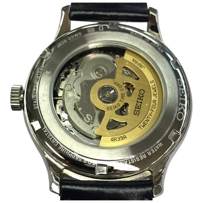 SEIKO PRESAGE プレザージュ SARY187 腕時計 メンズ 自動巻き アナログ Basic Line Japanese Garden レザーバンド シルバー/ネイビー 4R39-00W0 中古 T1