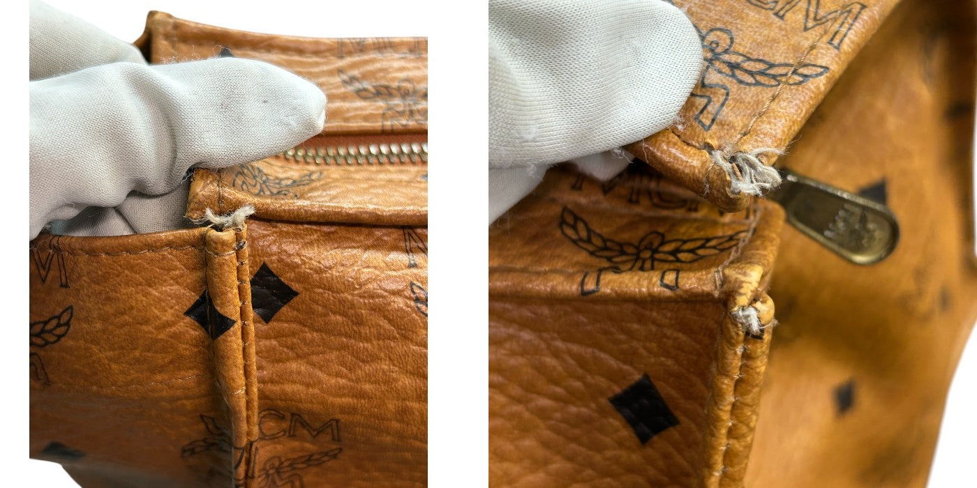 MCM エムシーエム トートバッグ MCM柄 レザー ブランド ロゴグラム 鞄 A4 大容量 中古 W4