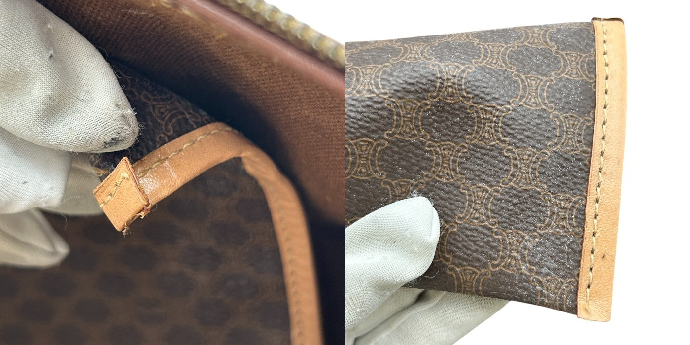 CELINE セリーヌ マカダム ボストンバッグ 鞄 ブランド おしゃれ 旅行 大きめ レザー 中古 W4
