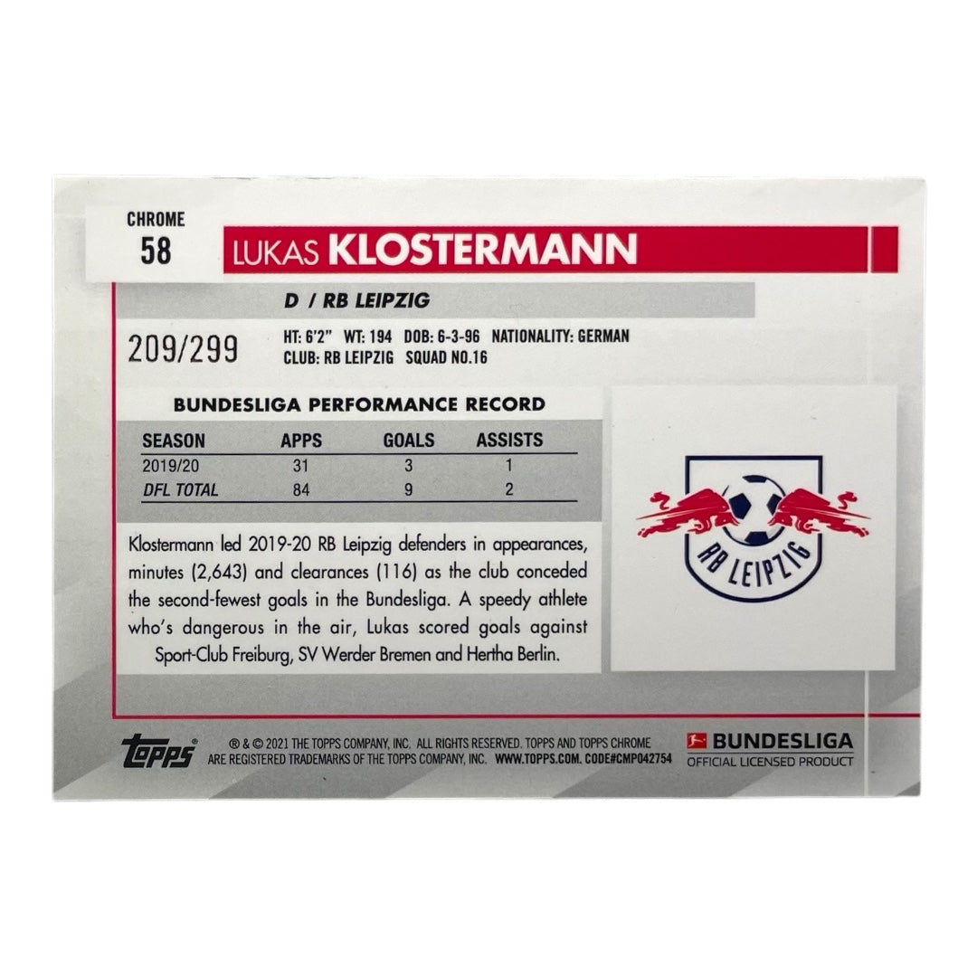TOPPS サッカーカード CHROME LUKAS KLOSTERMANN LEIPZIG /299 #58 中古 IT2