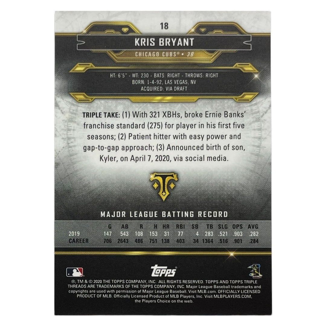 TOPPS MLBカード TRIPLE THREADS KRIS BRYANT CHICAGO CUBS /275 #18 中古 IT2
