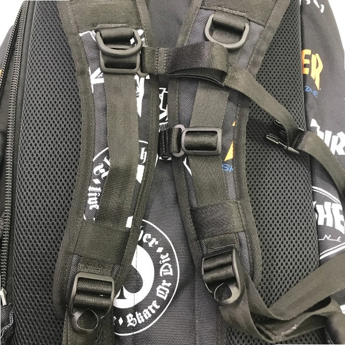 NEWERA × THRASHER リュック メンズ コラボ バックパック 総柄 大容量 ノートパソコン収納 ブラック 中古 T1