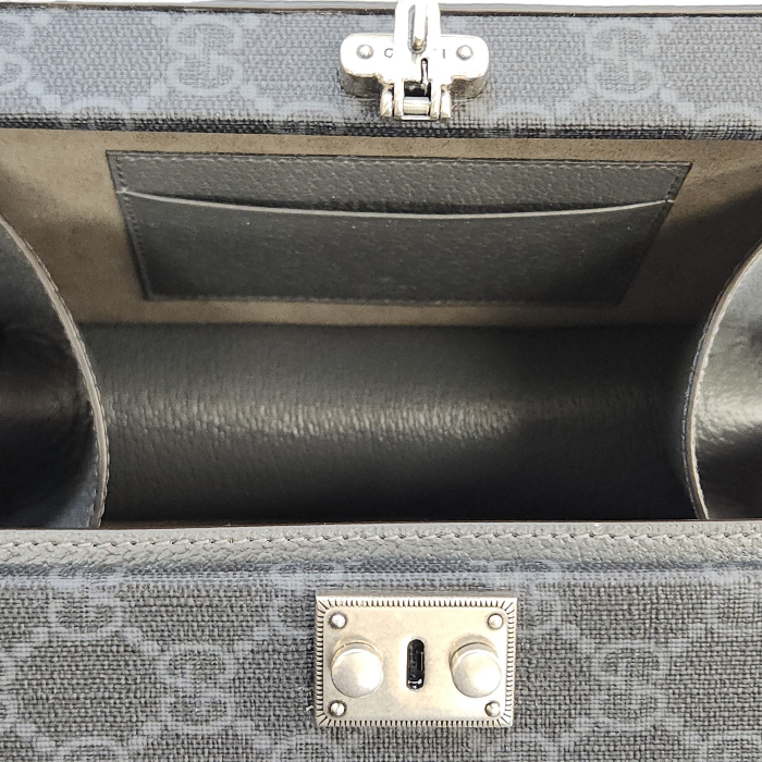 GUCCI グッチ ショルダーバッグ レディース GGスプリームキャンバス カットアウト インターロッキングG グレー 725341 中古 T1