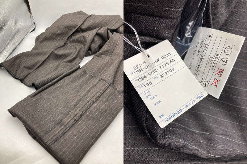 J.PRESS ジェイプレス 段返り3釦 ピンストライプ セットアップ グレー サイズA6 メンズ 中古 D4