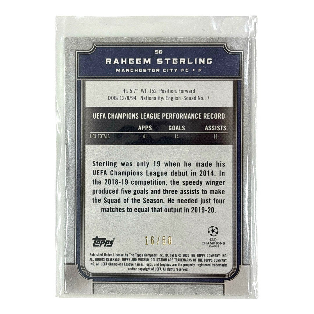 TOPPS サッカーカード MUSEUM COLLECTION RAHEEM STERLING MANCHESTER CITY /50 #56 中古 IT1