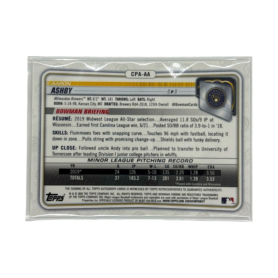 TOPPS MLBカード BOWMAN CHROME 1ST AARON ASHBY MILWAUKEE BREWERS #CPA-AA 中古 IT1