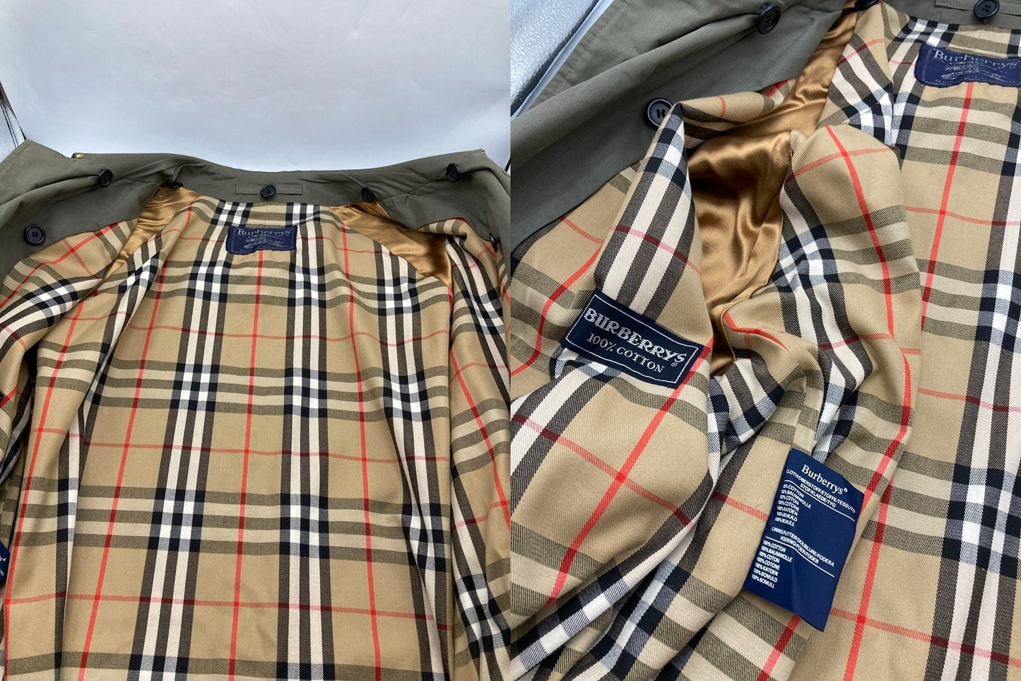 Burberrys バーバリーズ イングランド製 ライナー付 ステンカラーコート カーキ 中古 D4