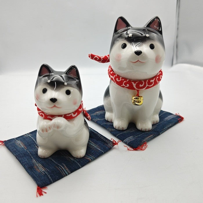 未使用品 薬師窯 YAKUSHIGAMA 和楽づくし わんこ日和 お座り黒柴(9685) おねだり黒柴(9689) セット 中古 H4