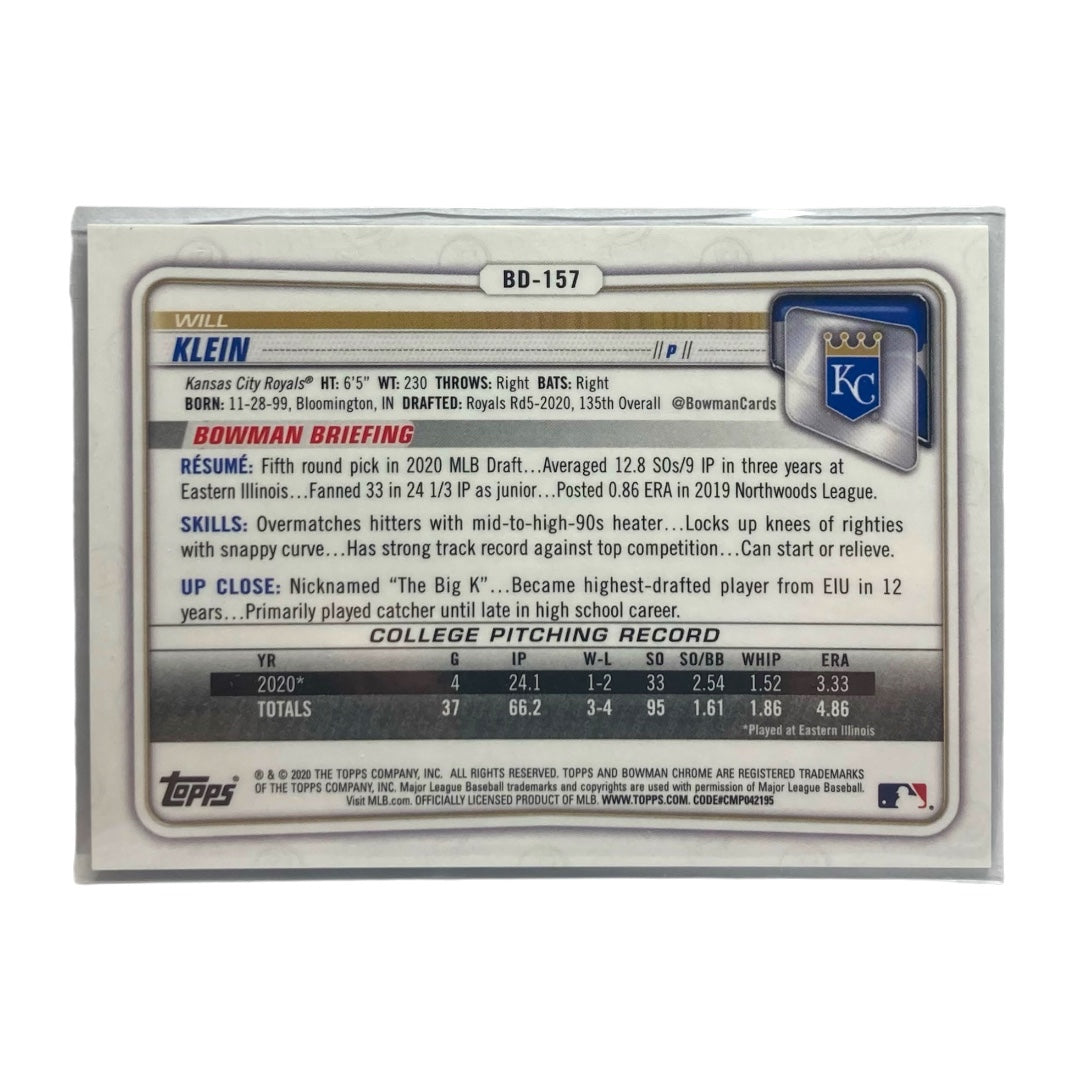 TOPPS MLBカード BOWMAN CHROME 1ST WILL KLEIN ROYALS 021/150 #BD-157 中古 IT2