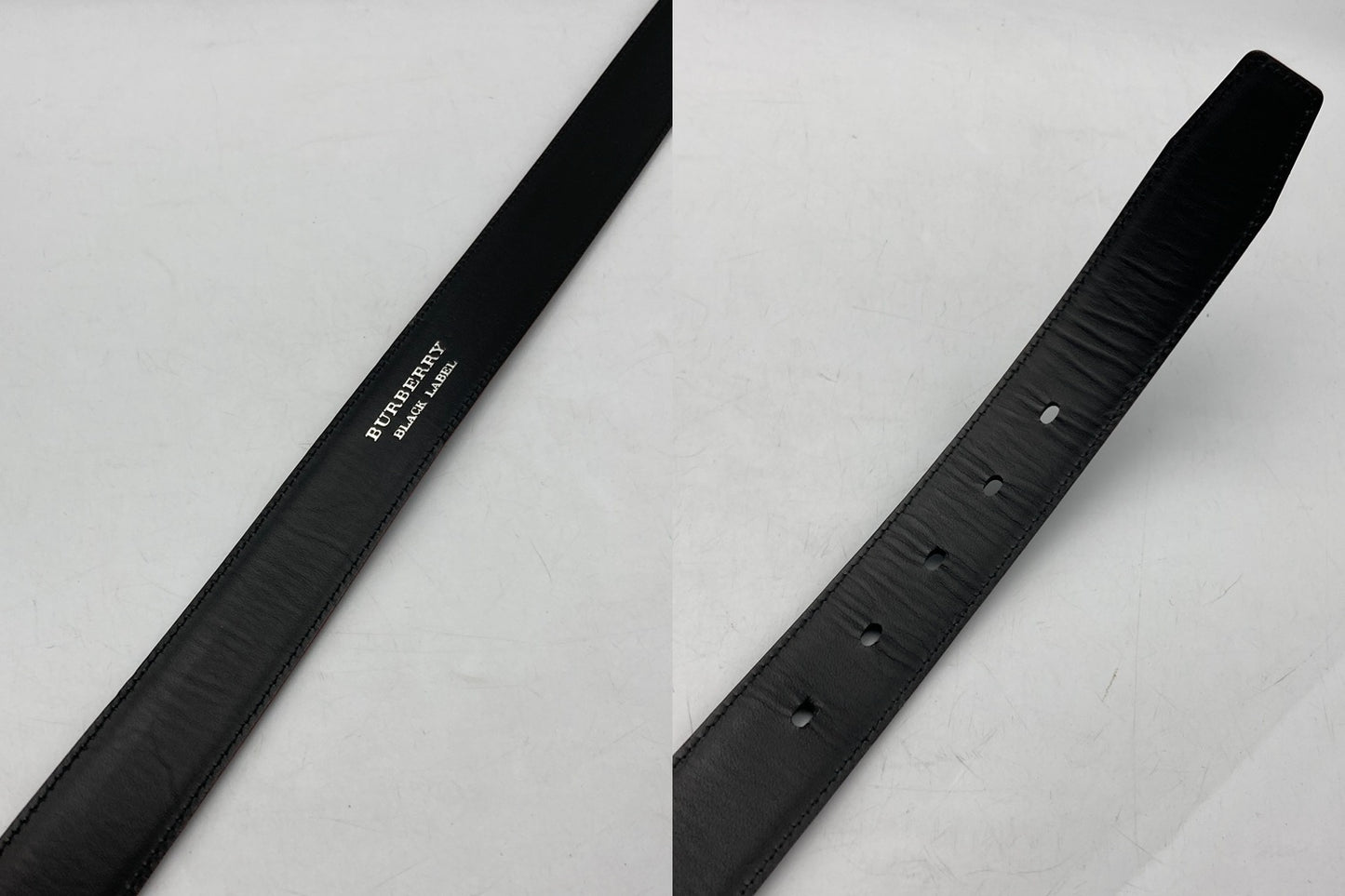 BURBERRY BLACK LABEL バーバリーブラックレーベル バックル レザーベルト メンズ 中古 D4