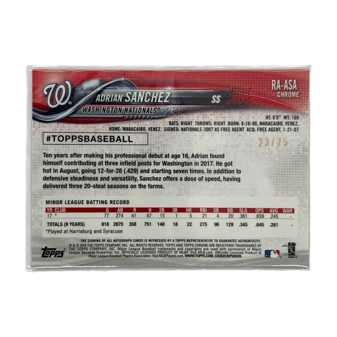TOPPS MLBカード CHROME ADRIAN SANCHEZ WASHINGTON NATIONALS 23/25 #RA-ASA 中古 IT1