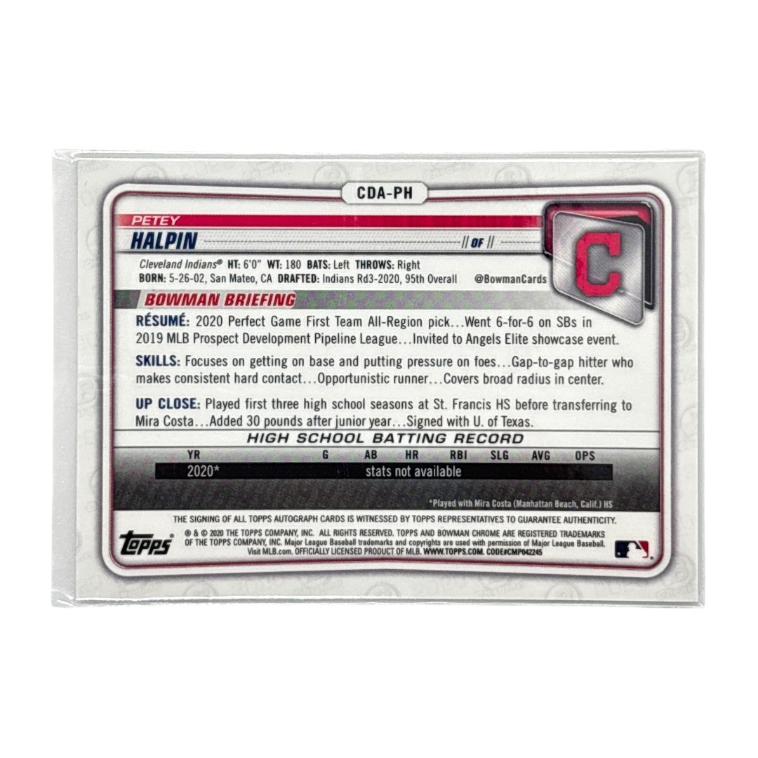 TOPPS MLBカード BOWMAN CHROME 1ST PETEY HALPIN CLEVELAND INDIANS #CDA-PH 中古 IT1
