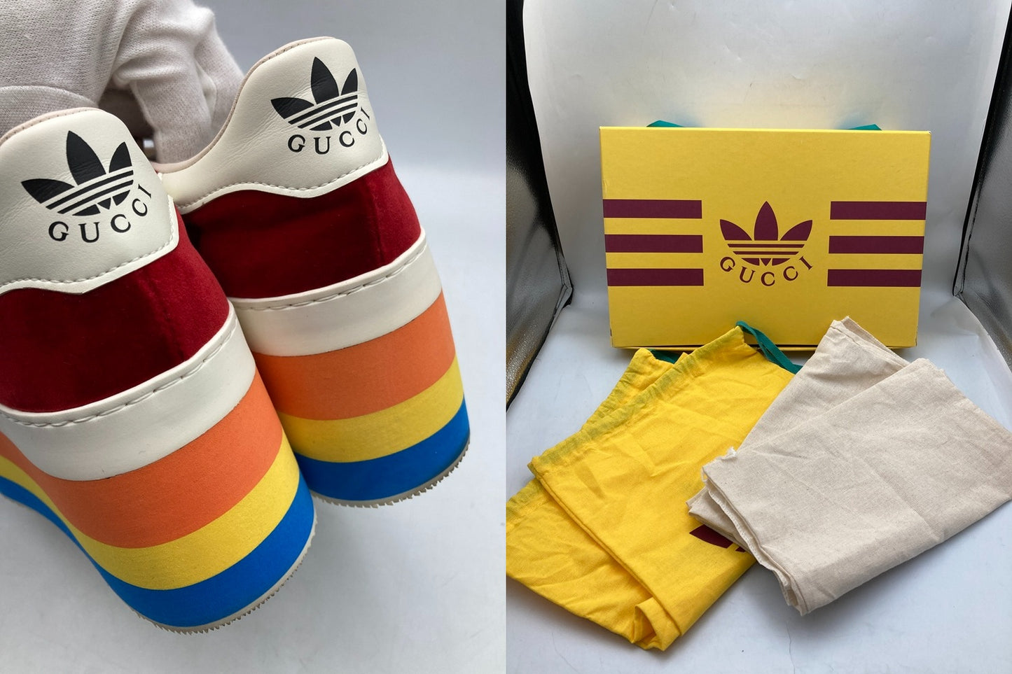 GUCCI×adidas グッチ×アディダス GAZELLE ガゼル 厚底 スニーカー 707871 サイズ23.5cm レディース 中古 D4