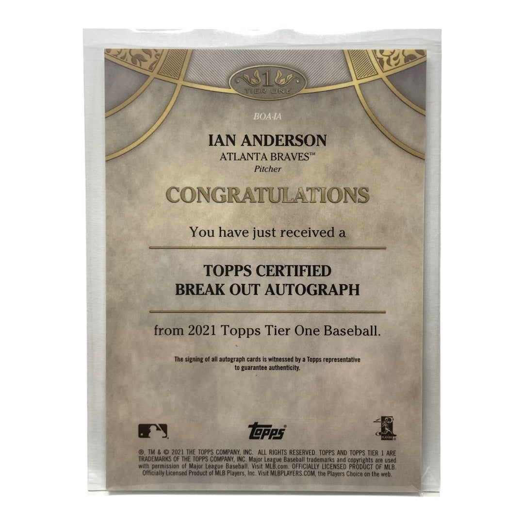 TOPPS MLBカード TIER ONE IAN ANDERSON BRAVES 145/275 #BOA-IA 中古 IT2