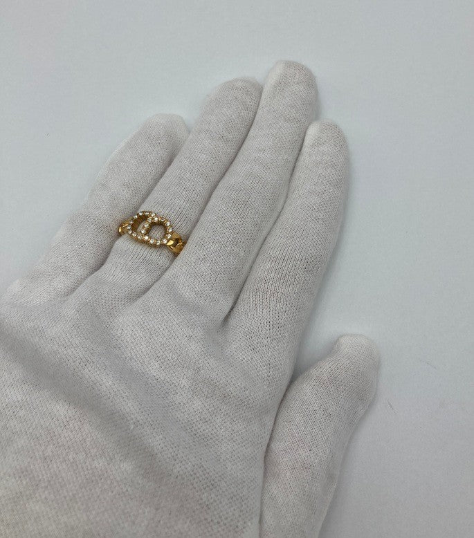 Christian Dior ディオール CDロゴ ラインストーン リング 中古 D4