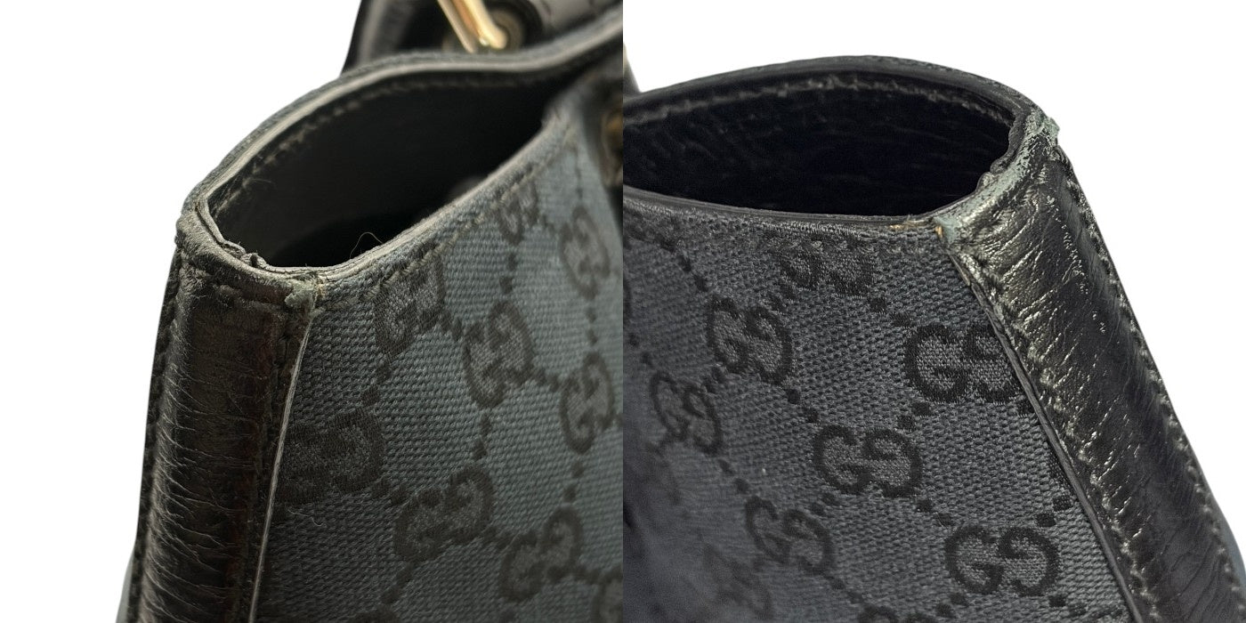 GUCCI グッチ ハンドバッグ レディース シェリーライン GG ブラック 137385 鞄 ブランド レディース おしゃれ レザー キャンバス 中古 W4