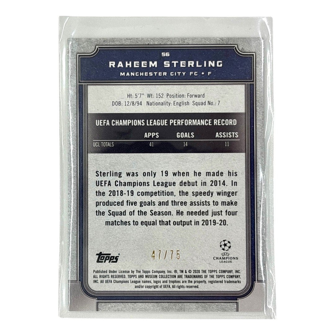 TOPPS サッカーカード MUSEUM COLLECTION RAHEEM STERLING MANCHESTER CITY /75 #56 中古 IT1